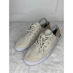 Tommy Hilfiger Womens Canvas Sneakers Size 9.5 Beige & White Casual Shoes